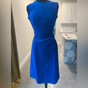 Midge Grant Vibrant Blue 1950s era Vintage Velvet Dress with pockets Sz 6